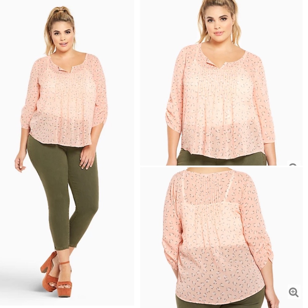 Torrid floral print pleated chiffon top, 0X, EUC